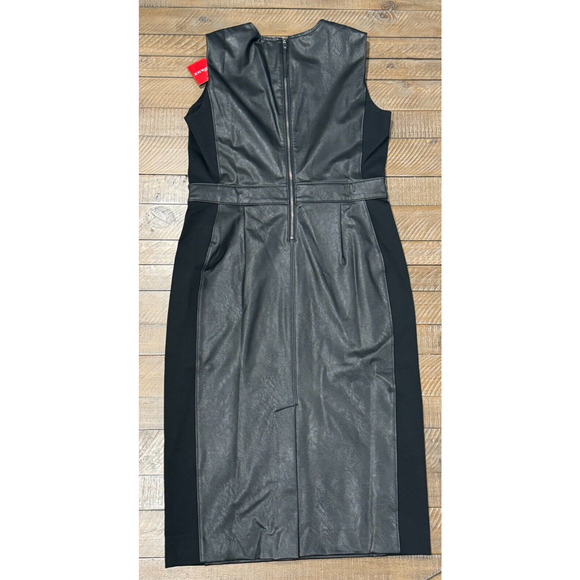 Spanx Leather-Like Combo Fitted Sheath Dress Luxe Black 20393R - Women’s M - Picture 4 of 11